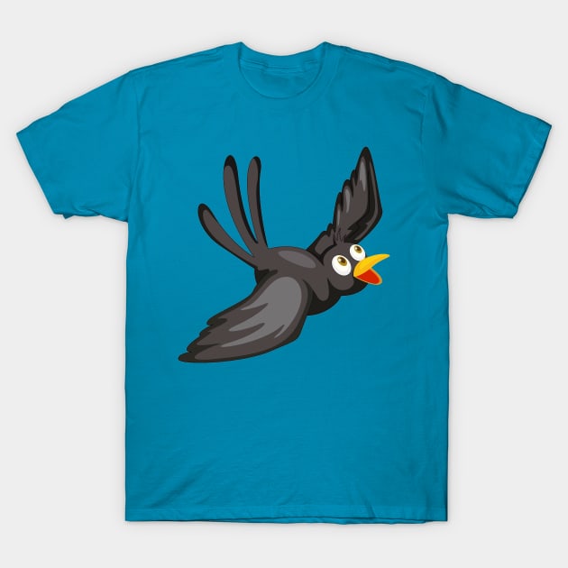 happy blackbird flying T-Shirt by pickledpossums